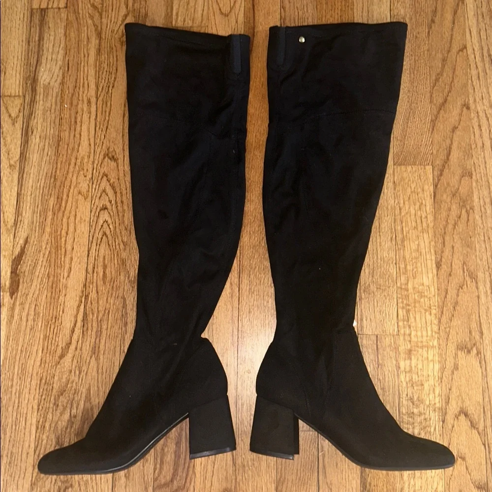 NWT Liz Claiborne Suede Black Over-the-Knee Thigh High Memory Foam Women's Boots
